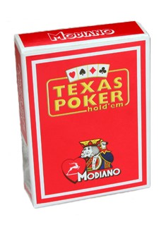 Карты "Modiano Texas Poker" 100% plastic 2 jumbo index red