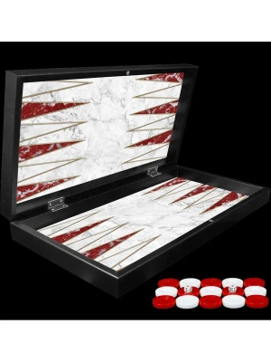 картинка Нарды Красный Мрамор XXL, Турция, Yenigun от магазина Gamesdealer.ru