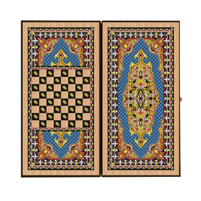 картинка Шахматы + нарды + шашки "Сирия Голубые" малые от магазина Gamesdealer.ru