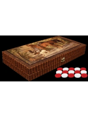 картинка Нарды кожаные Лошади XXL, Турция, Yenigun от магазина Gamesdealer.ru