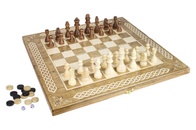 Шахматы + Шашки + Нарды 3 в 1 "Амбассадор 1", 50 см, ясень, Partida
