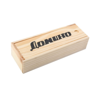 Домино (пластиковые фишки) в деревянной коробке 18x6,5 см