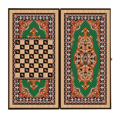 картинка Шахматы + нарды + шашки "Сирия Зеленые" средние от магазина Gamesdealer.ru