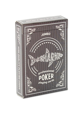 Игральные карты серия "Shark" black 54 шт/колода (poker size index jumbo, 63*88 мм)