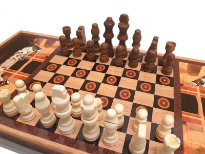 картинка Шахматы + нарды + шашки "Сирия Шейхи" средние от магазина Gamesdealer.ru