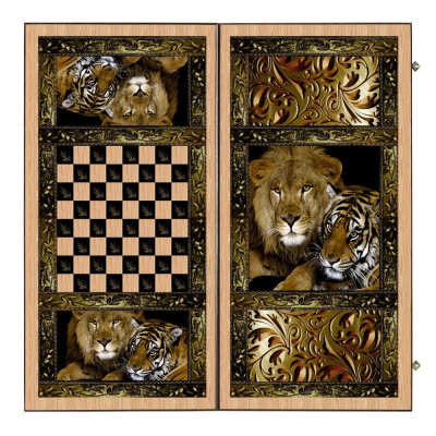 картинка Шахматы + нарды + шашки "Сирия Львы" большие от магазина Gamesdealer.ru