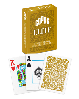 Карты "1546 Elite Plastic Poker Size Jumbo Index gold Single deck"
