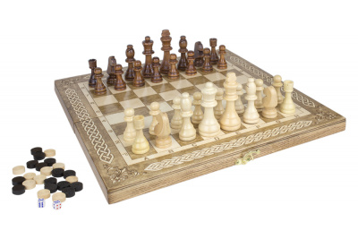 Шахматы + Шашки + Нарды 3 в 1 "Амбассадор 1", 40 см, ясень, Partida
