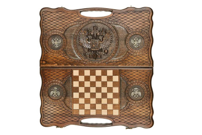 картинка Нарды резные "Герб РФ 3" с бронзой 60, Haleyan от магазина Gamesdealer.ru