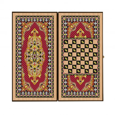 картинка Шахматы + нарды + шашки "Сирия Красные" средние от магазина Gamesdealer.ru