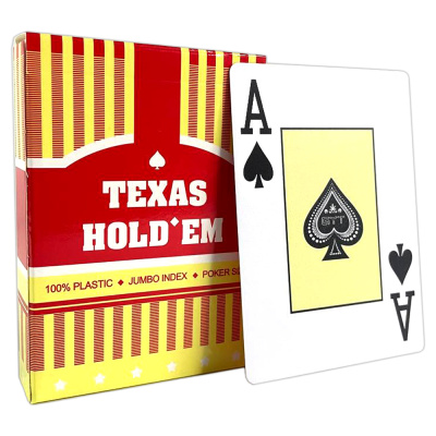 Карты для покера "Texas Holdem" 100% пластик, красная рубашка