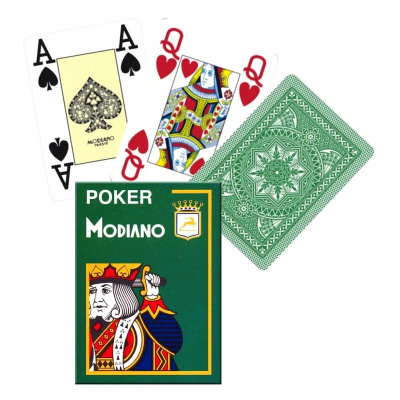 Карты Modiano Poker 4 Jumbo 100% plastic green