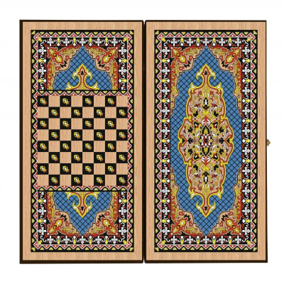 картинка Шахматы + нарды + шашки "Сирия Голубые" большие от магазина Gamesdealer.ru